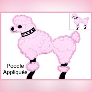 🐩 Pink Poodle Appliqués for Dogs Facing Right Patches -2- Brand New *Vintage*